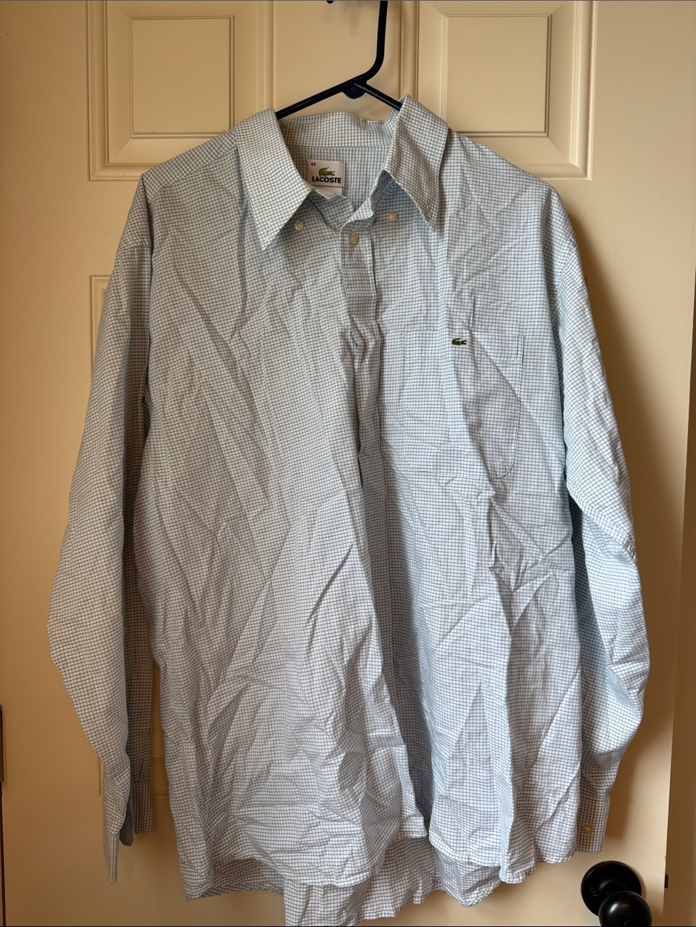 Lacoste Men's Light Blue Micro-Check Button-Down Shirt